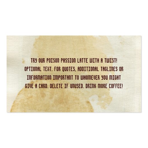 The Coffee Stain Punch Card Business Card Template (back side)