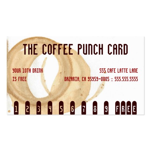 The Coffee Stain Punch Card Business Card Template