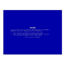 The Computer Blue Screen of Death Post Cards