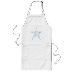The cook is the star apron, blue pointillism star. apron