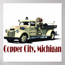 The Copper City Firetruck Print