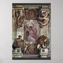 The Creator God, And Four Youths By Michelangelo Print