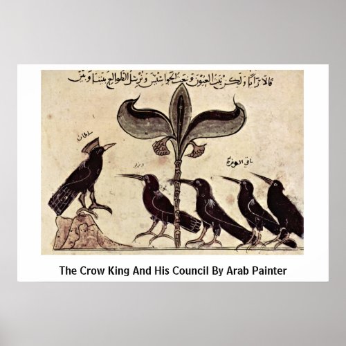 The Crow King And His Council By Arab Painter Print