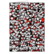 The Crowd In Red Note Card