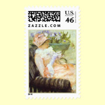 The Cup of Tea, Portrait of Lydia, Mary Cassatt postage by vintagegiftmall The Cup of Tea, Portrait of Lydia, Mary Cassatt postage