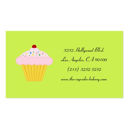 The Cupcake Business Card (back side)