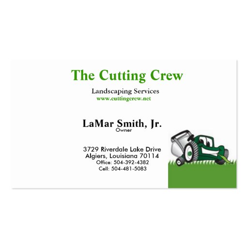 The Cutting Crew Business Card Sample (front side)