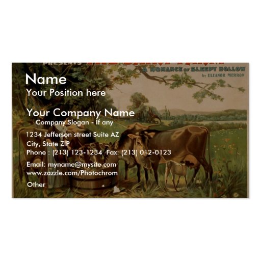 The Dairy Farm Retro Theater Business Card Template (front side)