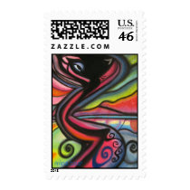 The Dancing Cat Postage Stamps