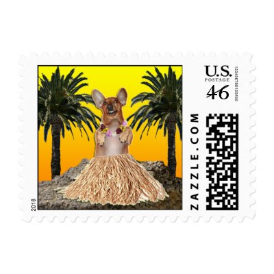 The Dancing Dachund Postage Stamps by mikek92349