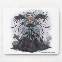dark, priestess, magic, pagan, goth, gothic, religious, jesus, god, goddess, prayer, pray, angel, vampire, graveyard, stone, bat, moon, cemetery, fantasy, fairy, elf, vamp, woman, girl, lady, cross, art, painting, night, grey, tombstone, blood, bloody, horror, zombie, priest, crow, raven, zerick, Mouse pad with custom graphic design