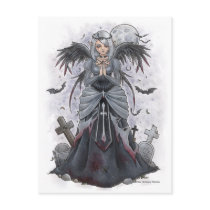dark, priestess, magic, pagan, goth, gothic, religious, jesus, god, goddess, prayer, pray, angel, vampire, graveyard, stone, bat, moon, cemetery, fantasy, fairy, elf, vamp, woman, girl, lady, cross, art, painting, night, grey, tombstone, blood, bloody, horror, zombie, priest, crow, raven, zerick, Postcard with custom graphic design