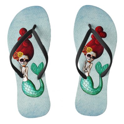 The Day of The Dead Beautiful Mermaid Flip Flops