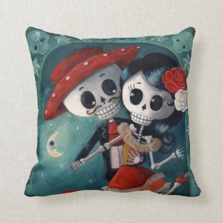 The Day of The Dead Skeleton Lovers Throw Pillow