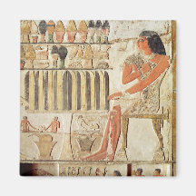 The deceased in front of a table of food refrigerator magnet