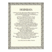 The Desiderata Poem by Max Ehrmann Post Card