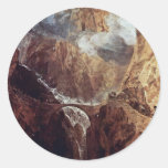 The Devil'S Bridge St. Gotthard By Turner Joseph M Round Sticker