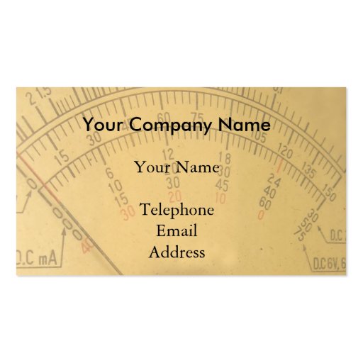 The Dial of a Vintage Amp Meter Business Card Templates (front side)