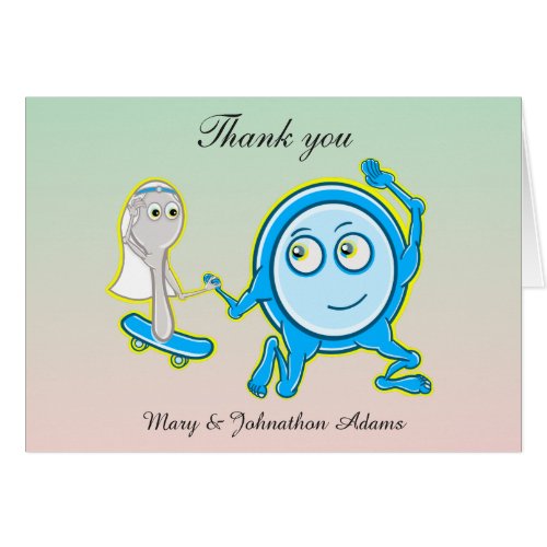 The dish Ran Away With The Spoon Wedding Thank you Greeting Card