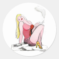 arstprojekt,diva,pin up,girl,woman,female,pretty,blonde,smoking,vintage,illustration,fashion, Sticker with custom graphic design
