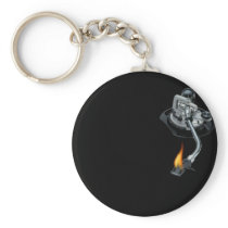 the dj arm on fire keychains