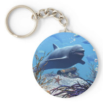 The Dolphins and The Treasure Chest Keychain