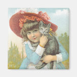 The Domestic SM Co. Girl with Grey Cat Magnets