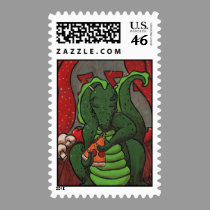 The Dragon and The Pizza stamps
