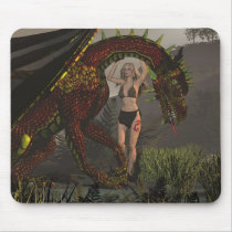 dragon, dragons, medieval, fantasy, fantasies, art, realism, wing, wings, magic, magical, mystical, mystic, ancient, girl, girls, humans, Mouse pad with custom graphic design