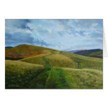 "The Drovers Road" oil Northumberland Greeting Cards