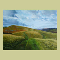 "The Drovers Road" (oil) Northumberland Print posters