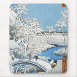 The Drum Bridge, Hiroshige, 1856-58 Mousepad