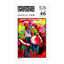 THE DRUMMER MAN 1, DANCING TO THE AFRICAN BEAT. postage