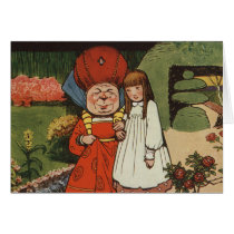 The Duchess walking in Gardens with Alice cards