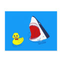 The Duck and The Shark Doodle Art Postcard by oodlesdoodles The Duck and The Shark Doodle Art Postcard