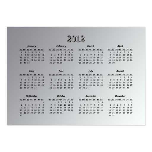 The Earth - 2012 Pocket Calendar Business Card (back side)