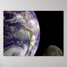 The Earth and Moon Print