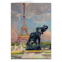 The Eiffel Tower and the Elephant by Fremiet Greeting Cards