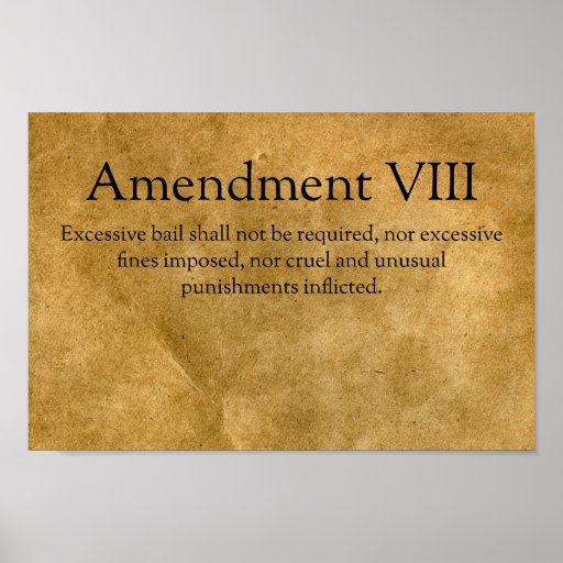 The Eighth Amendment to the U.S. Constitution Poster | Zazzle