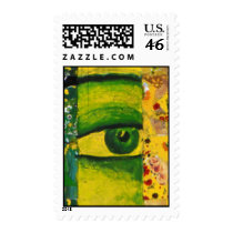 The Eye - Gold & Emerald Awareness Postage Stamp stamps