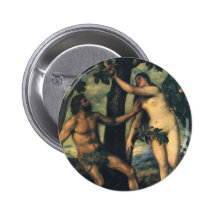 The Fall of Man; Adam and Eve by Titian Button