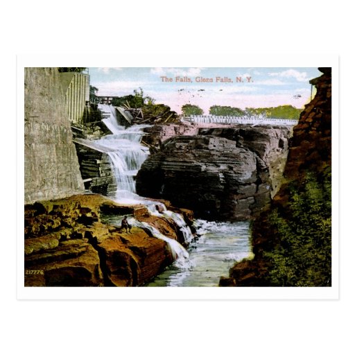 The Falls, Glens Falls, NY 1914 Vintage Postcard Zazzle