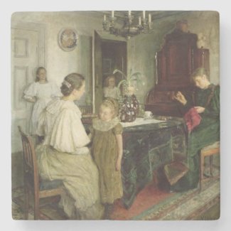 The Family of the Artist, 1895 Stone Beverage Coaster