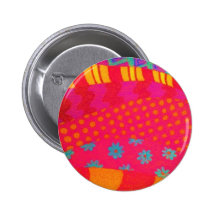 THE FASHIONISTA - Bright Vibrant Abstract Waves Pinback Buttons