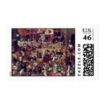 The Fight Between Carnival And Lent,  By Bruegel Stamp