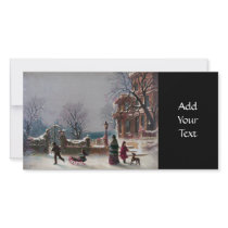 The First Snow Christmas scene Personalized Photo Card
