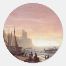 The fishing fleet - Albert Bierstadt Sticker
