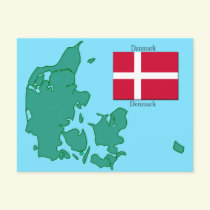 The flag and Map of Denmark Postcard