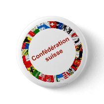 The Flags of the Cantons of Switzerland, French Pinback Buttons