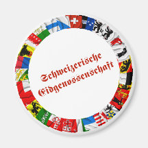 The Flags of the Cantons of Switzerland, German Refrigerator Magnet